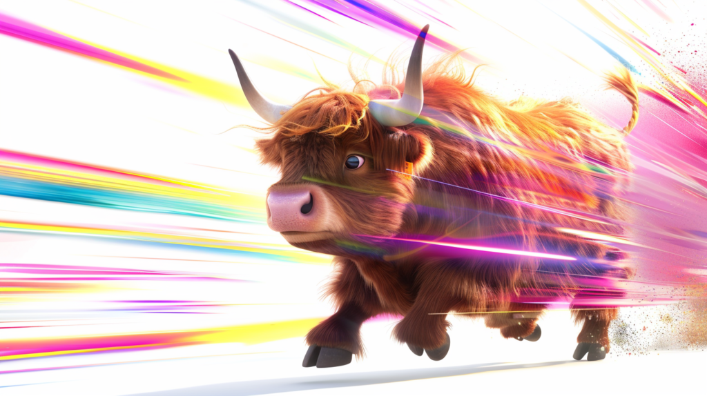 Highland cartoon cow illustrating using broadband for multiple devices